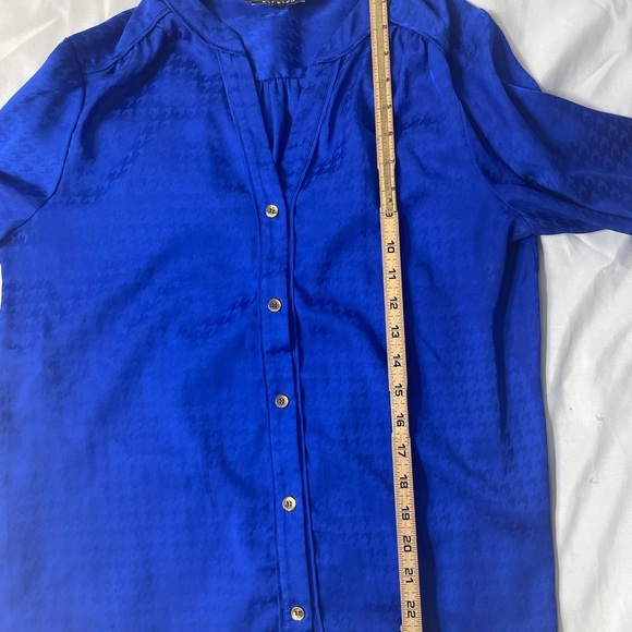 Jones New York blouse/top Collection Stretch button up SZ SM blue work/business - Picture 11 of 14